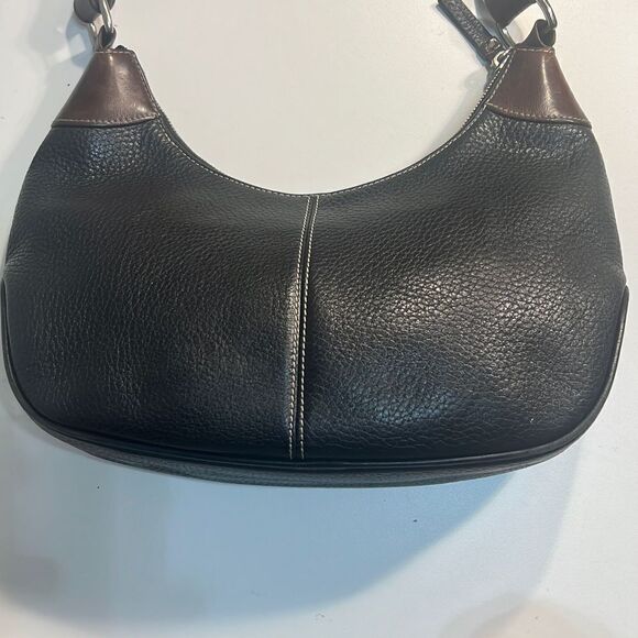 Dooney & Bourke Shoulder Vintage All Black Leather Hobo Bag - Picture 3 of 5